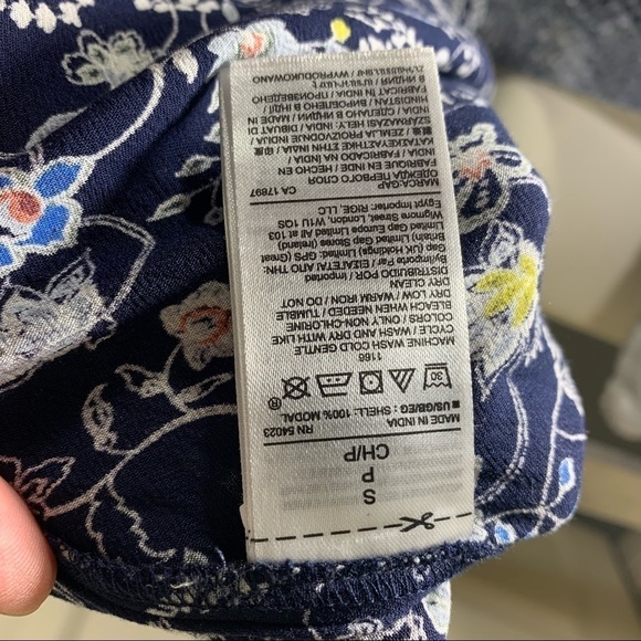 Gap Framed Zen Blouse M Modal Bohemian Springfield Top Blue Balloon Sleeve Shirt - Picture 10 of 11